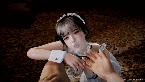 [3D/动态/VAM] Mr.W:Maid 性感双马尾女仆口交侍奉颜射吞精 [793M/UC]-6.gif