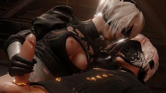 [3D/无修/动态]LazyProcrast 6月新作：2B+深羽 性感女神黑丝足交侍奉 [376.0MB]-1.gif